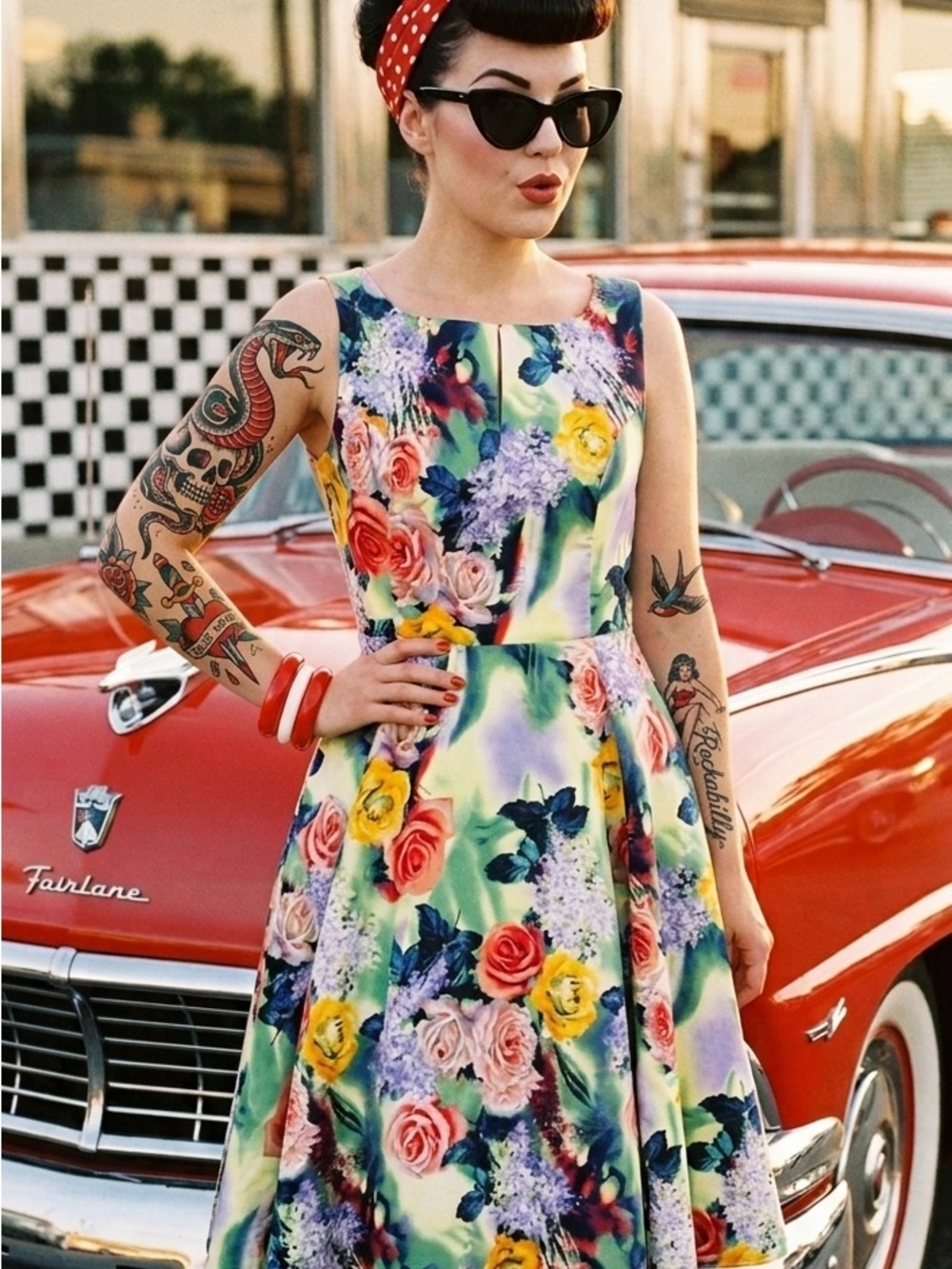 Hearts &‎ Roses H&R London Floral Swing Dress US 12 Rockabilly Retro 50s Pinup L